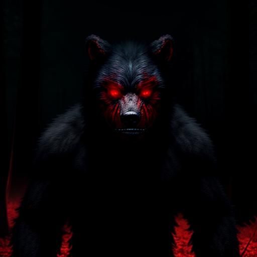 Terrifying Red-Eyed Demon in a Dark Forest