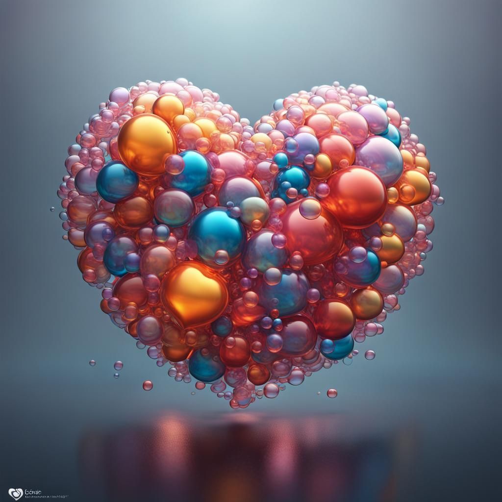 Magical Bubble Heart in 3D Render