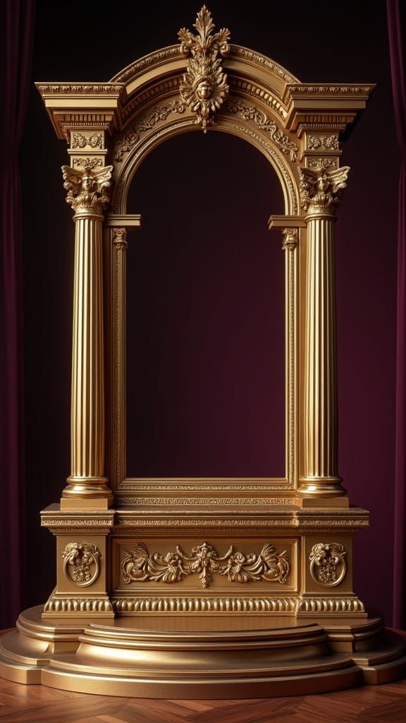 Baroque Era Frame Sits on Lavish Gilded Podium