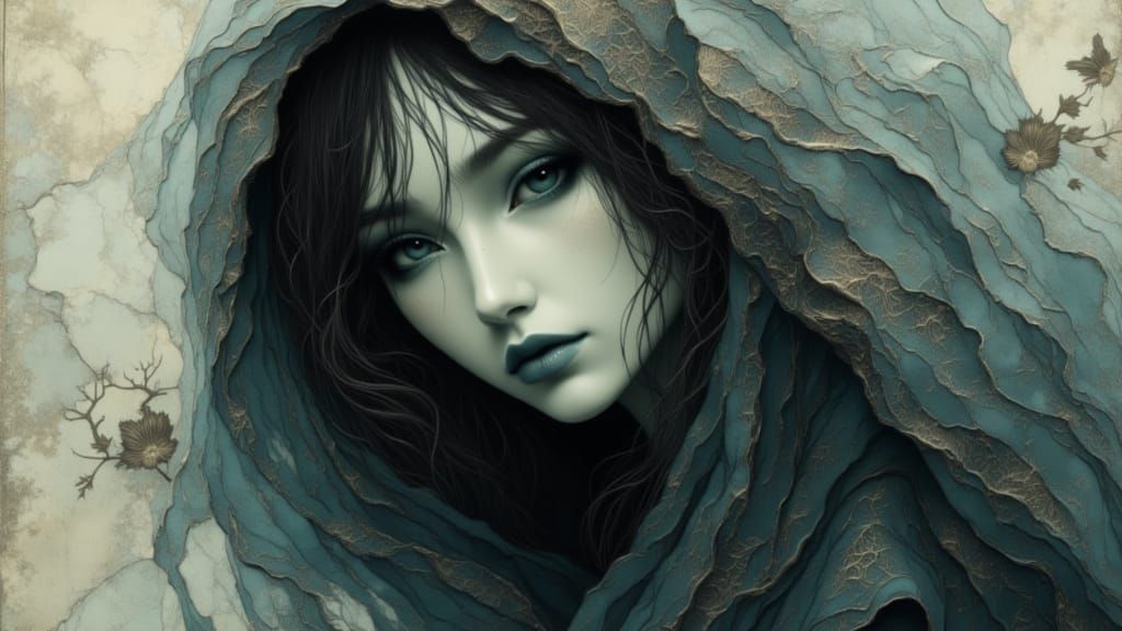 Ethereal Figure Behind Veil, Concept Art