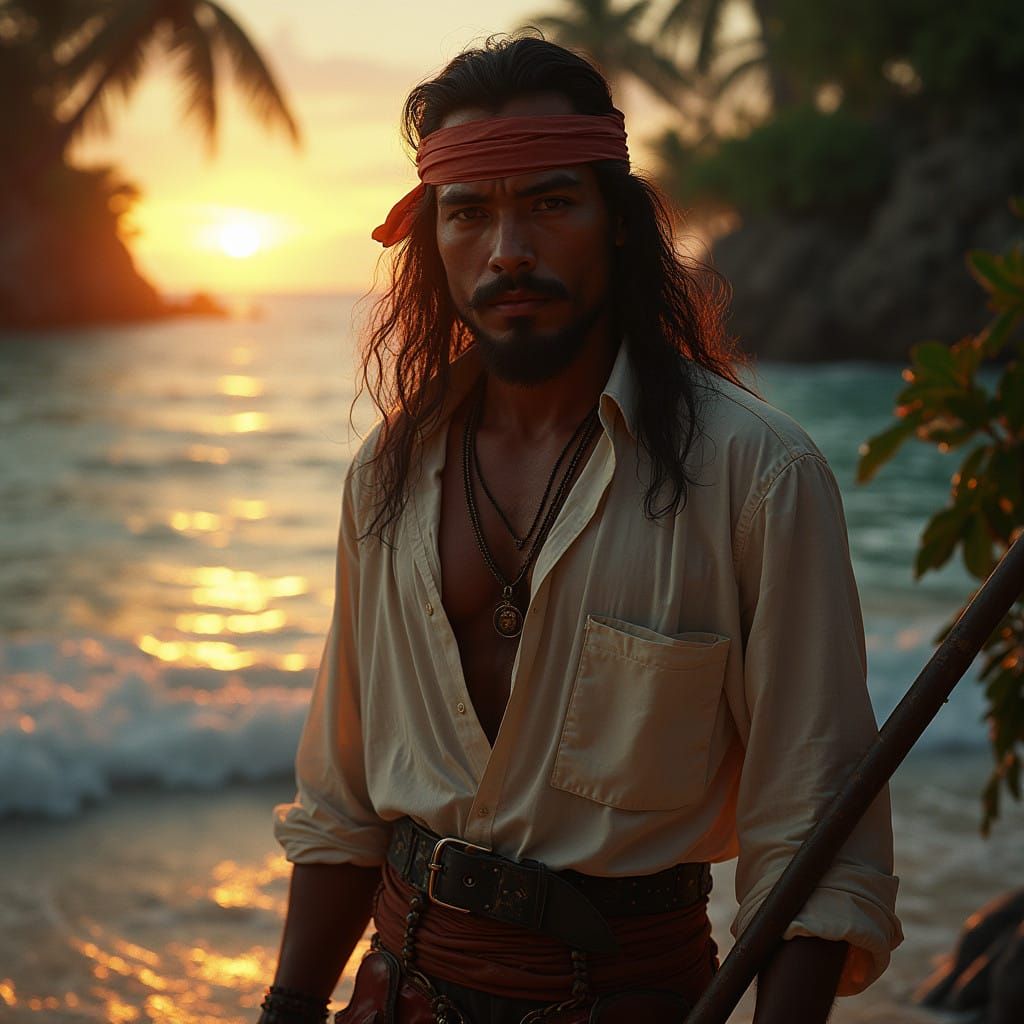 Epic Portrait of Sandokan, the Tiger of Malaya, in Cinematic...