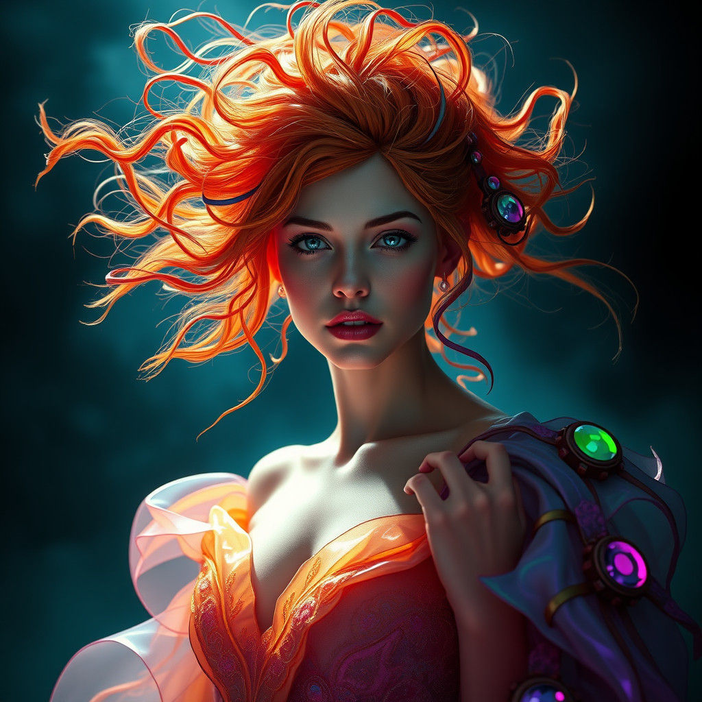 Ethereal Woman Emerging from Darkness: Fantasy Concept Art