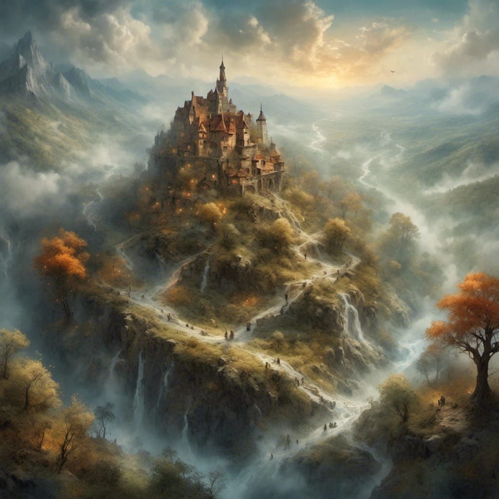 Ethereal Fantasy Landscape with Topography and Moonglow