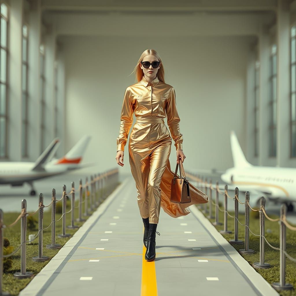 Strutting Down the Runway in Metallic Fashion