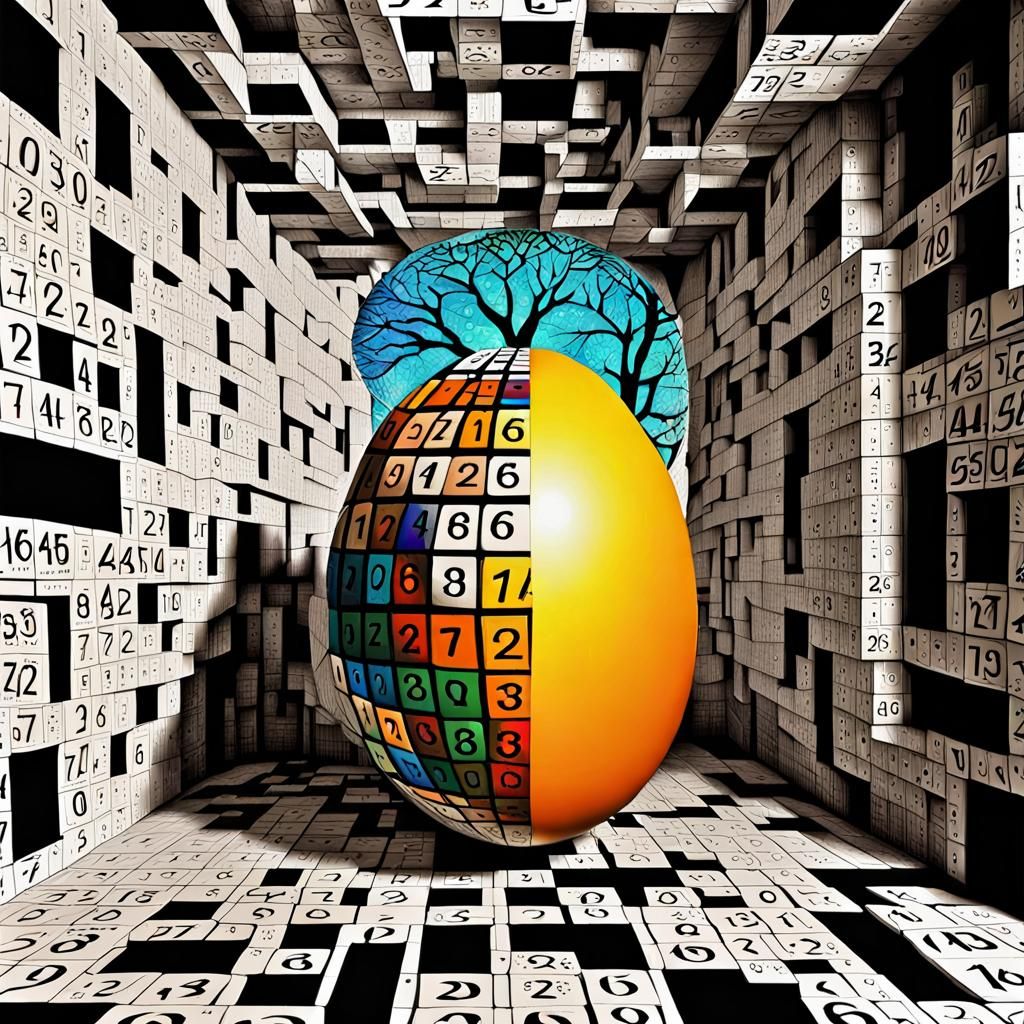 World Tree Emerges from Egg in Digital Punk Art