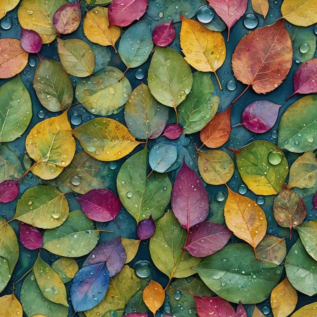 Watercolor Autumn Leaves with Dissolving Pigments