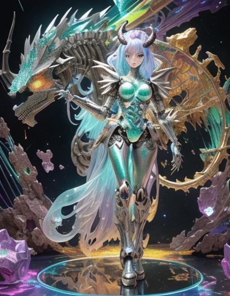 Rainbow Chimera Girl in Outer Space Anime Style