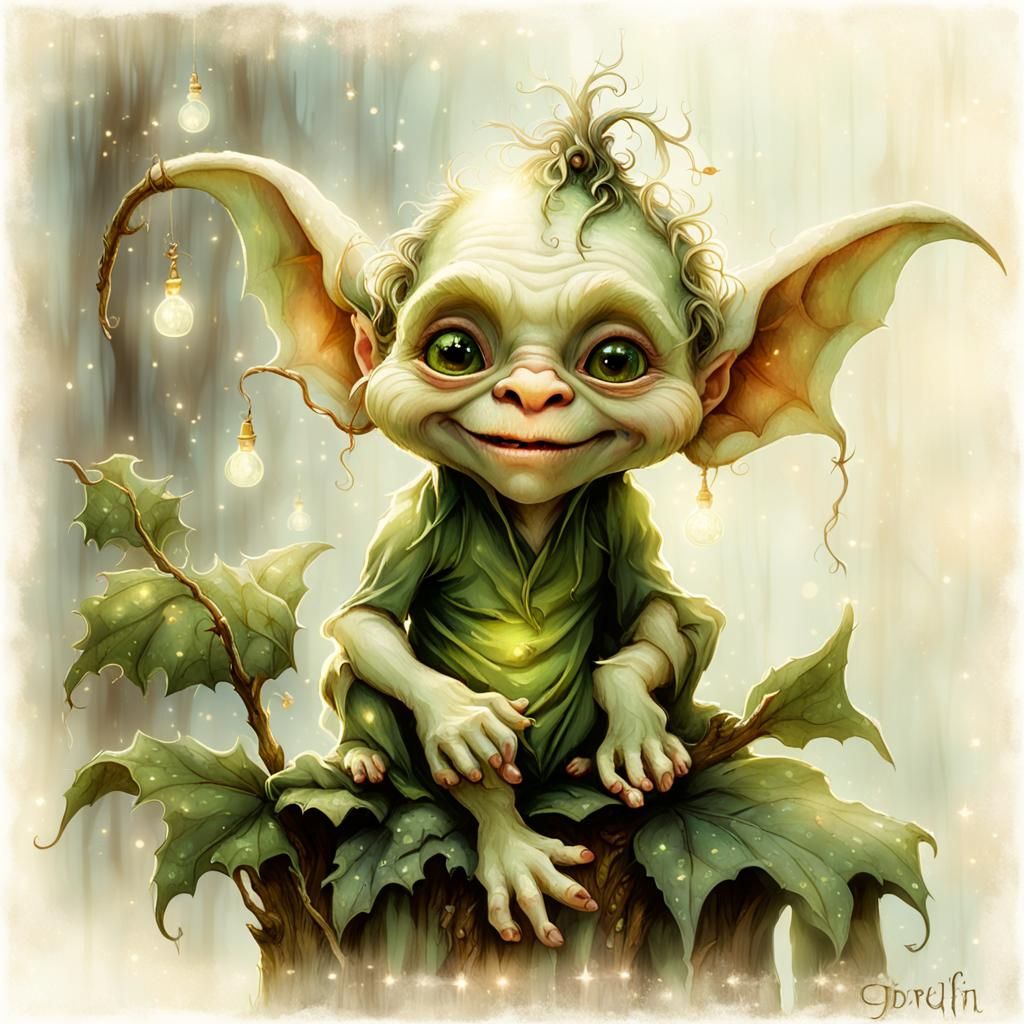 Enchanting Goblin in Forest: Macro Photography