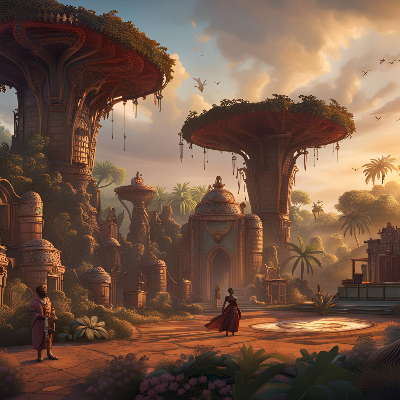 Fantastical African Landscape in Detailed Matte Painting