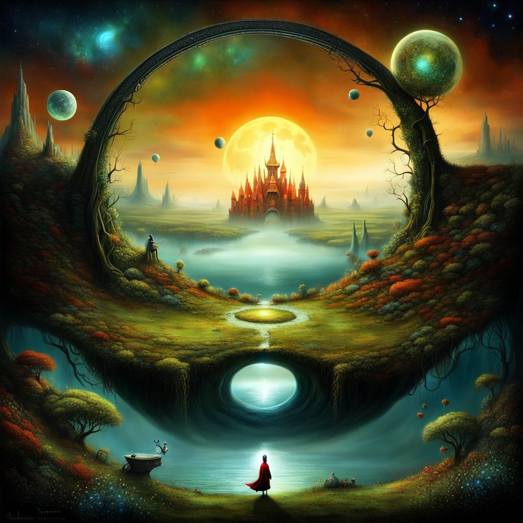 Surreal Landscape with Fantasy Portal