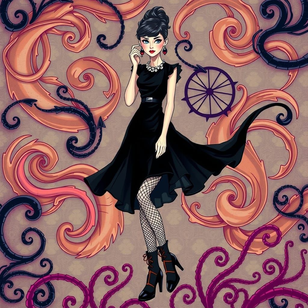 Audrey Hepburn in Dark Whimsical Twilight Style