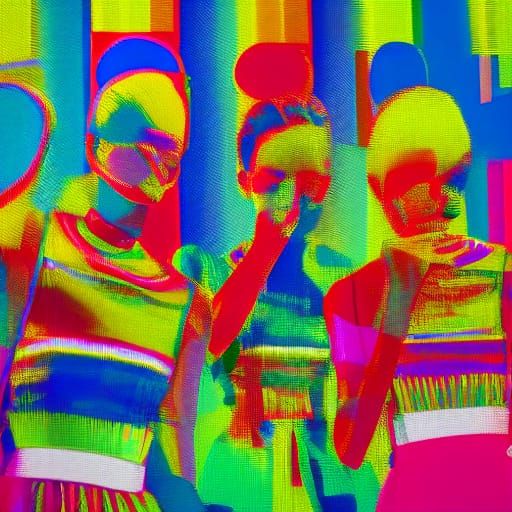 Vibrant Pop Art Fashion Runway in Bright Pink and Purple