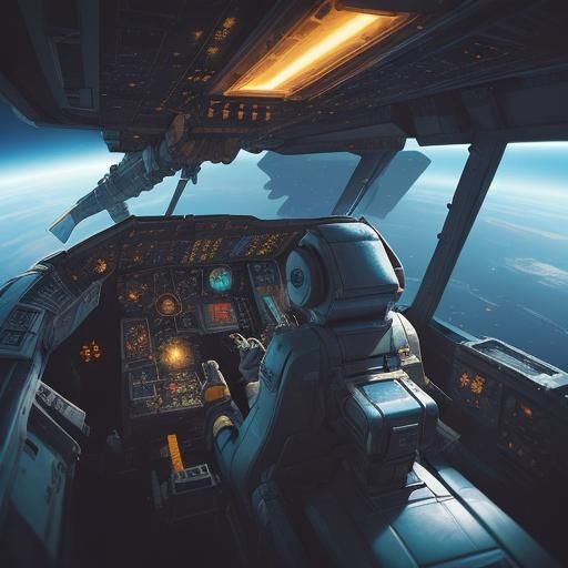 Hyperrealistic Spacecraft Cockpit View of Earth