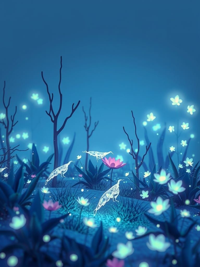 Spring bioluminescent blue