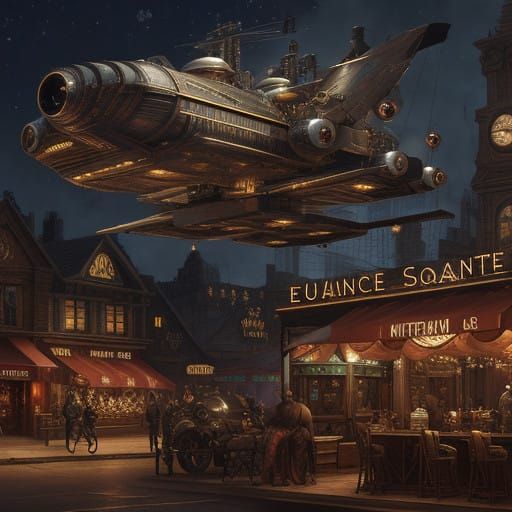 Steampunk Spaceships in Retro-Futuristic Whimsy