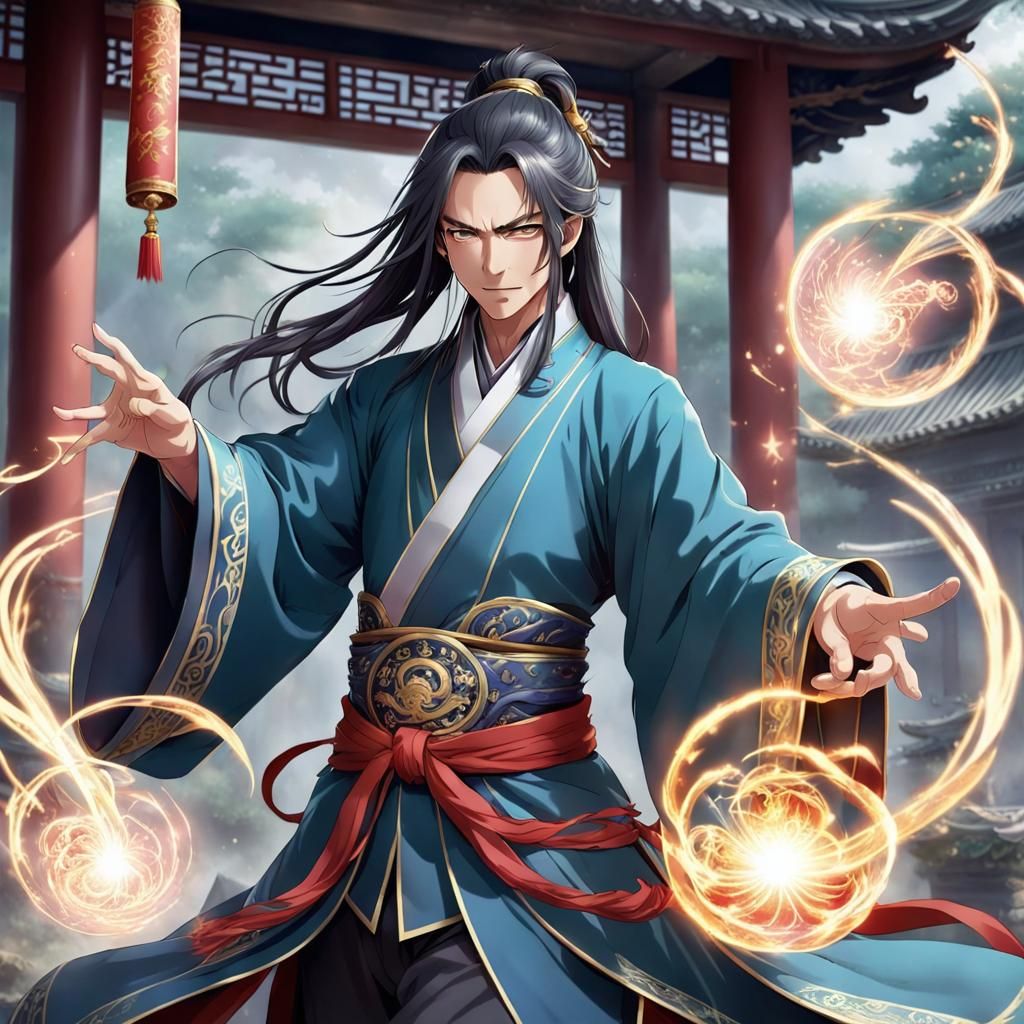 Magic Master in Ancient Chinese Anime Style