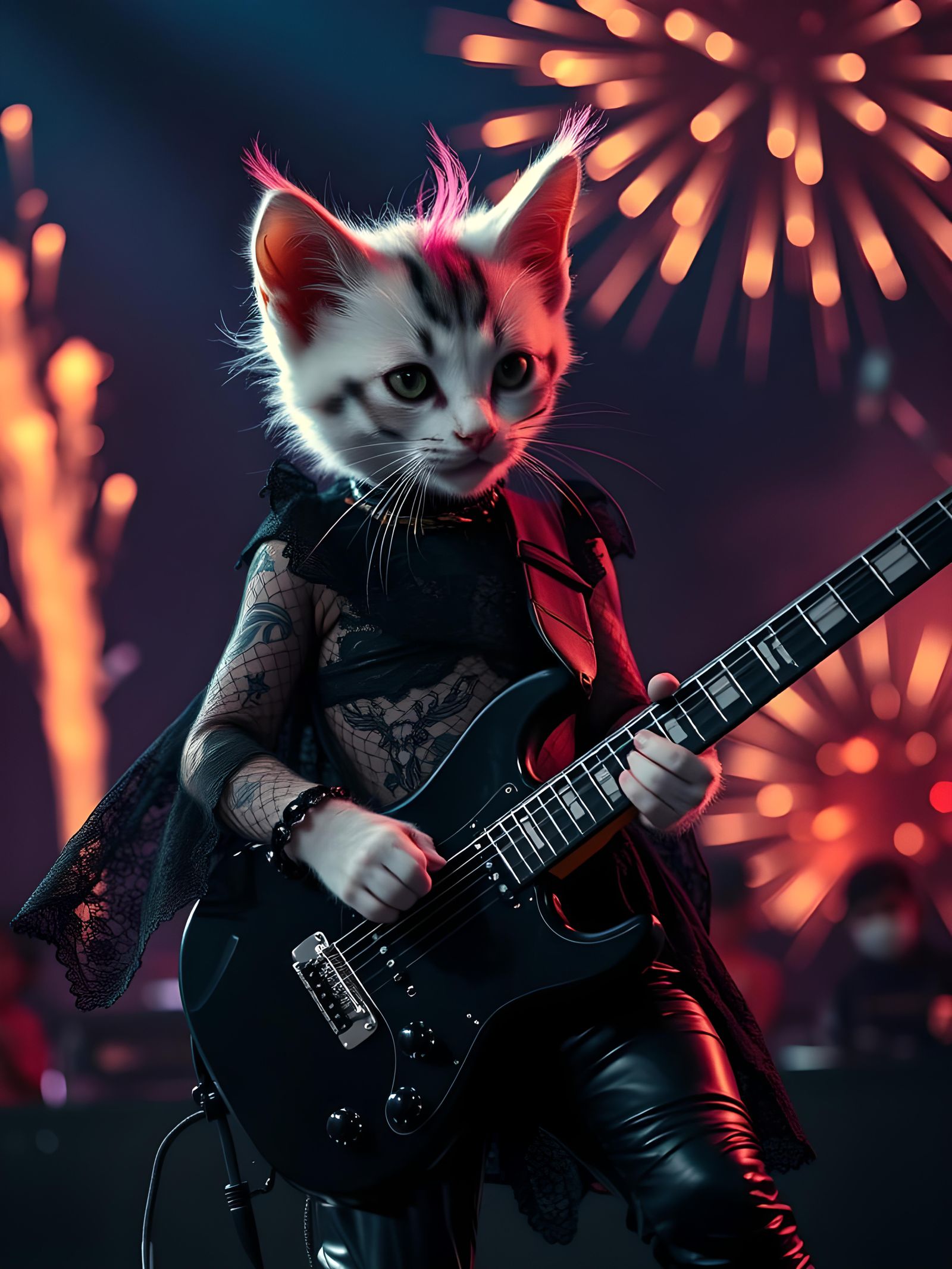 Gothic Kitten Shreds Guitar at Live Concert