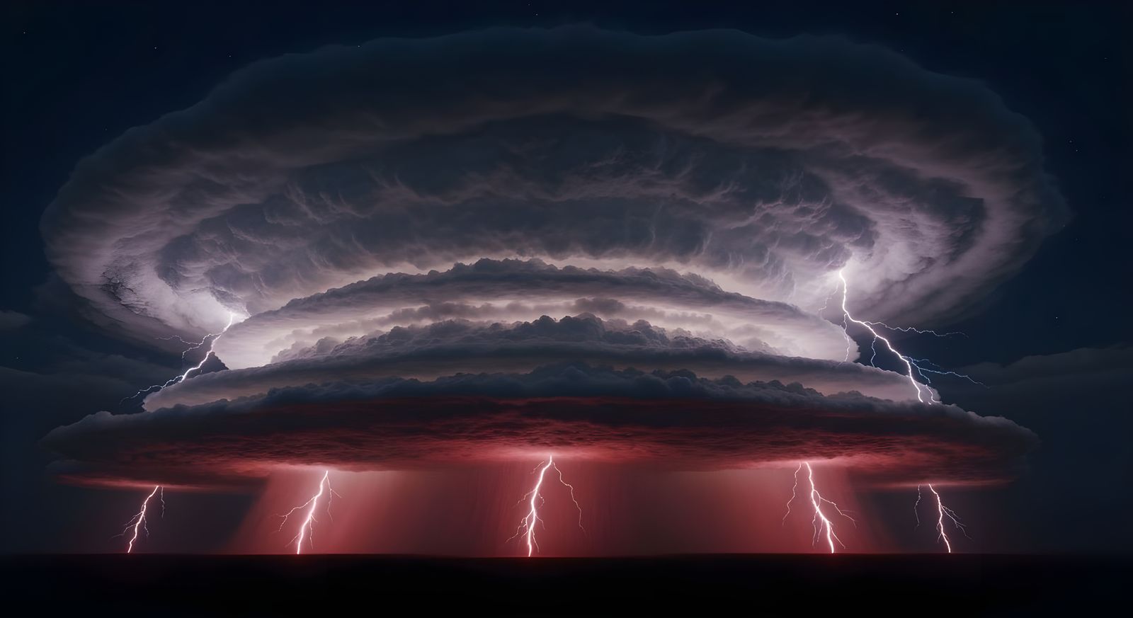 Massive Storm Cloud Formation Lit by Lightning