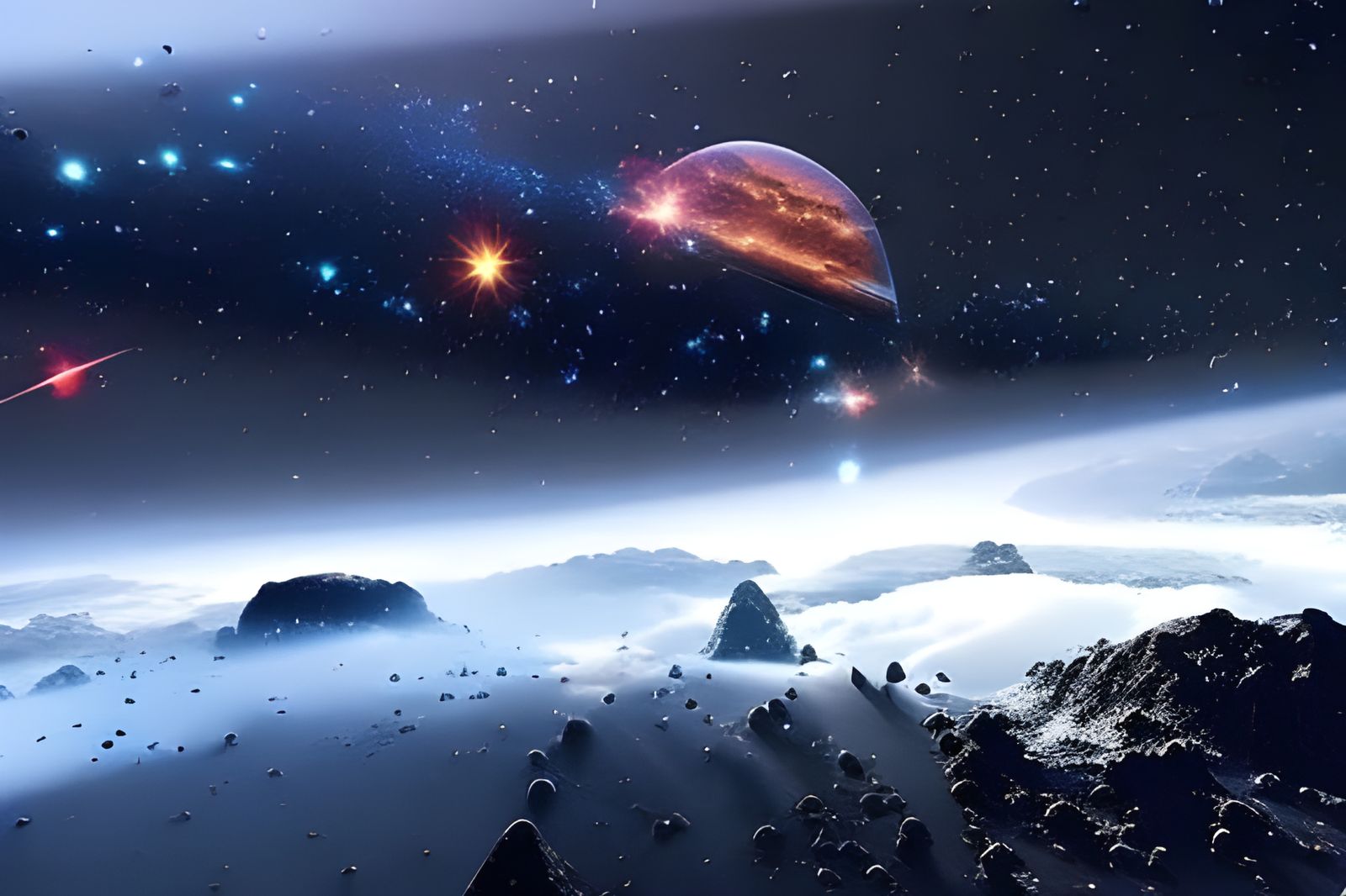 The starry night on an alien planet.