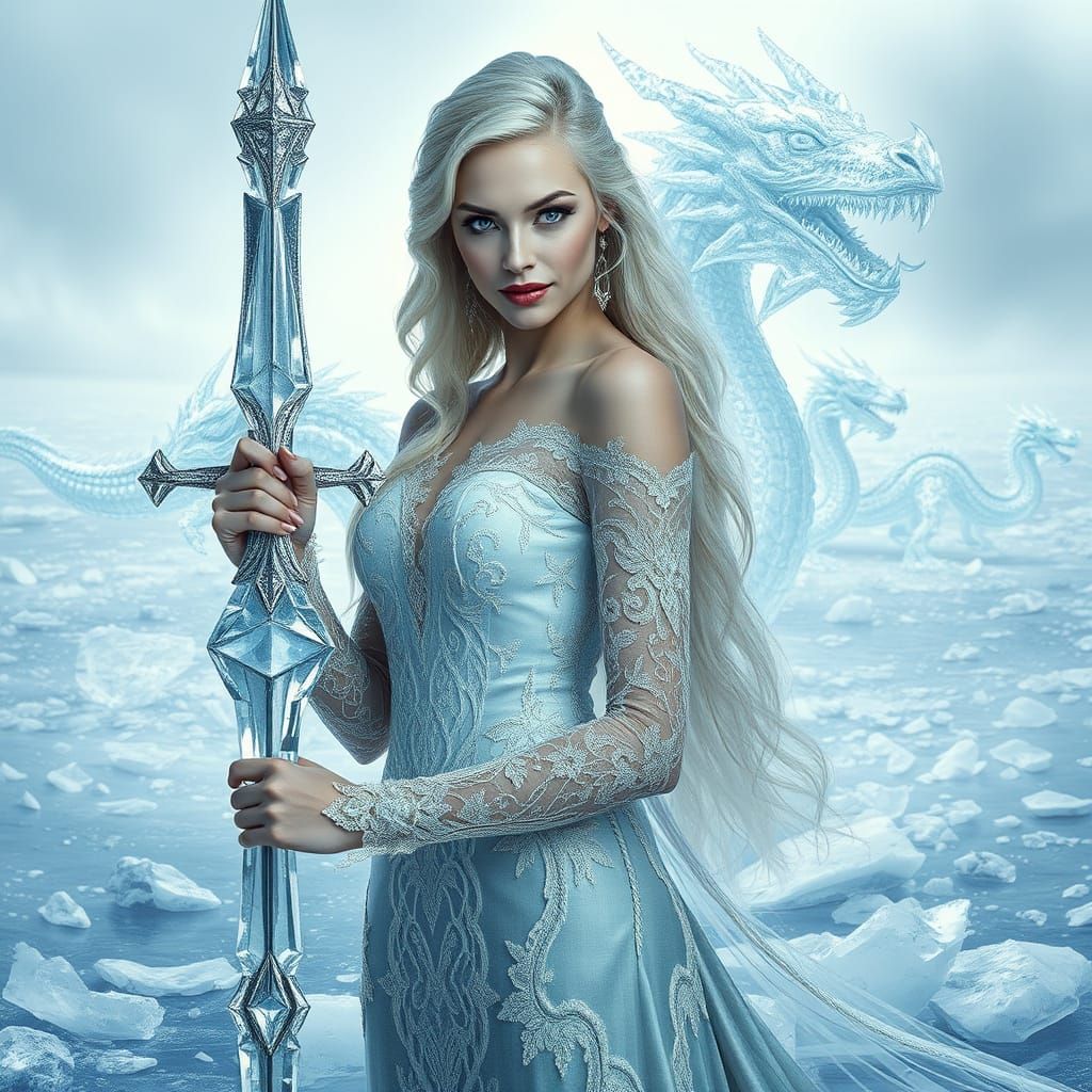 Ethereal Ice Queen in Crystalline Expanse