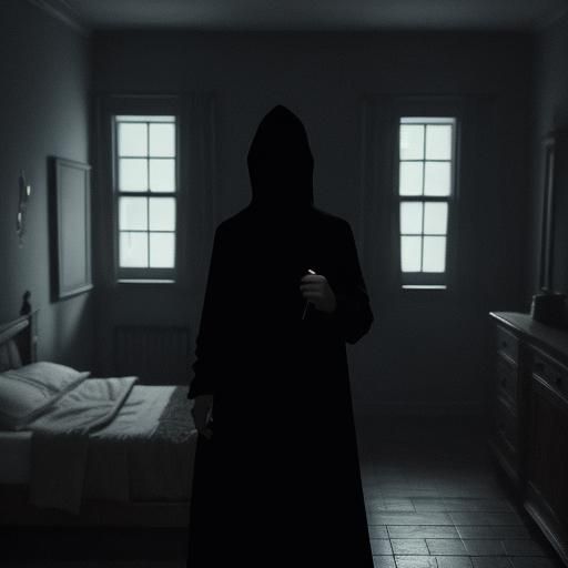 Eerie Slasher Creeps into Bedroom: Horror Film Still