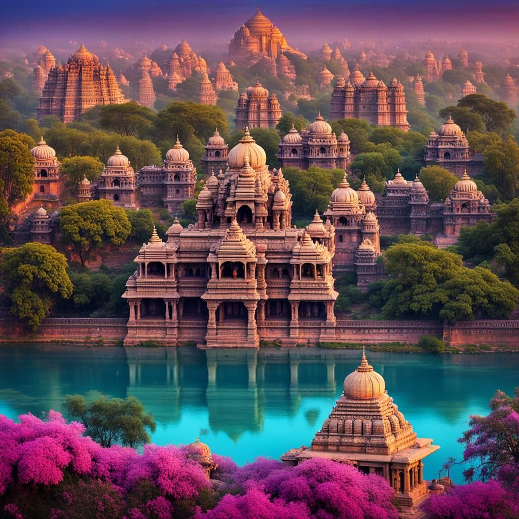 Ancient Kanyakubja City in India, Digital Rendering