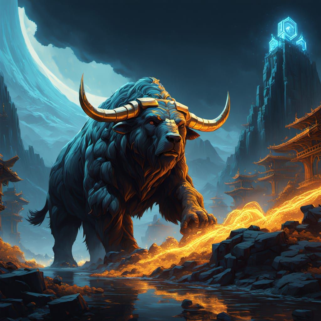 Cyberpunk Crypto Warrior Engages Fantastical Foe