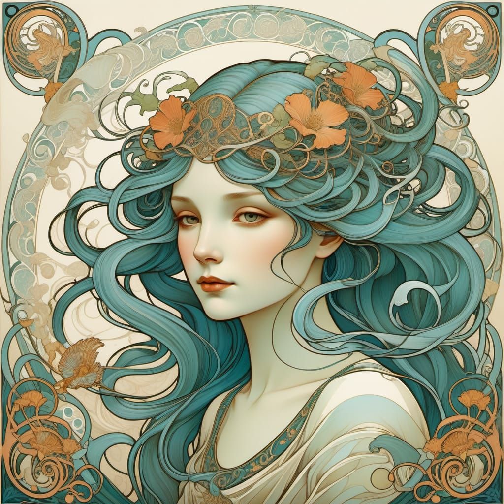Art Nouveau Mythical Creature Illustration