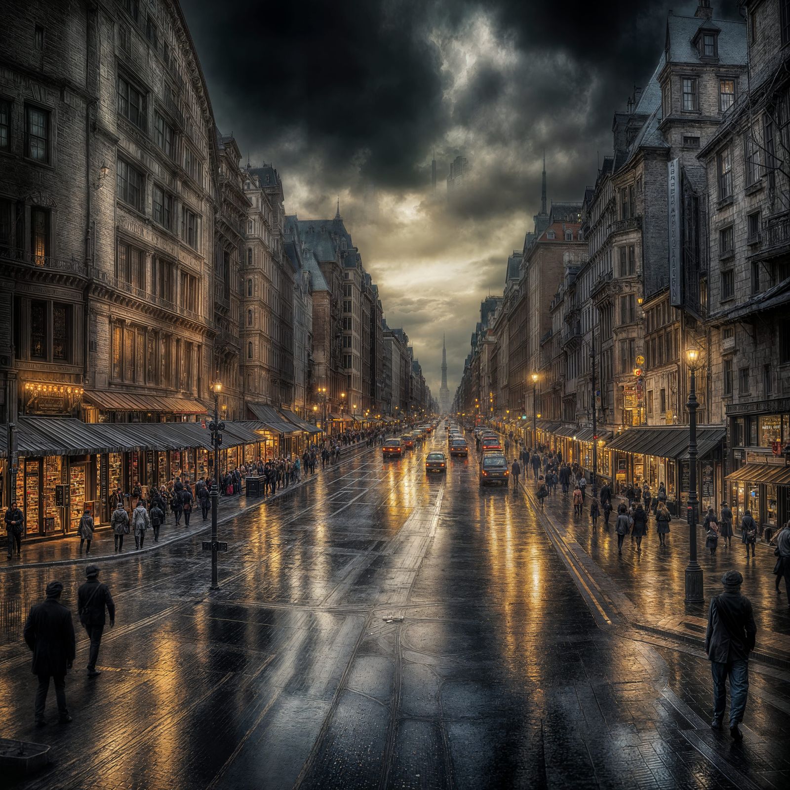 Impressionistic Cityscape in Hyperrealistic Style