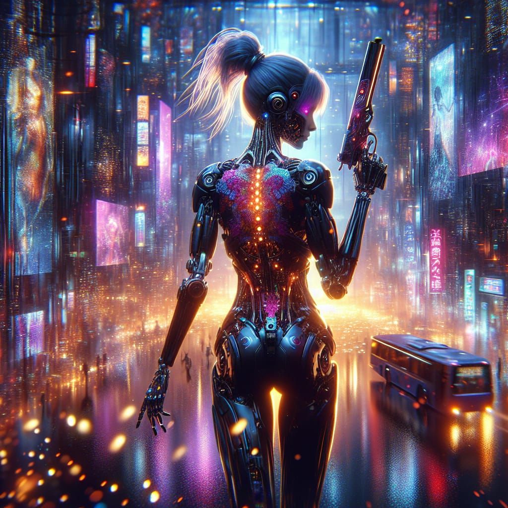 Cybernetic Woman in Neon Tokyo: Live-Action Anime Style