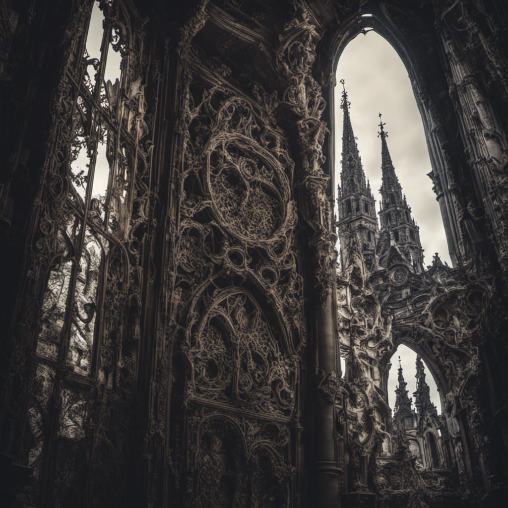 Intricate Gothic Scene in Hyperrealistic Style