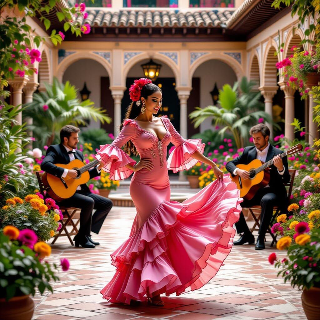 Flamenco Dance Performance in Spanish Courtyard