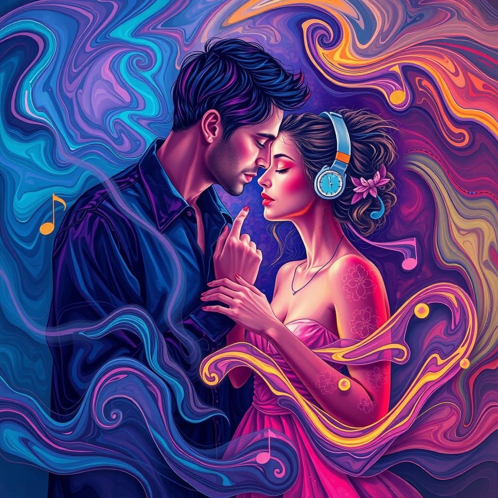 Harmonious Bodies Resonate with Vibrant Colors and Sound Wav...