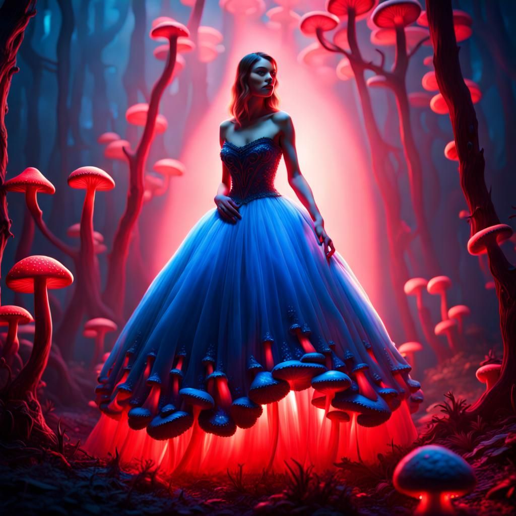 Glowing Mushroom Ball Gown in 8K Resolution