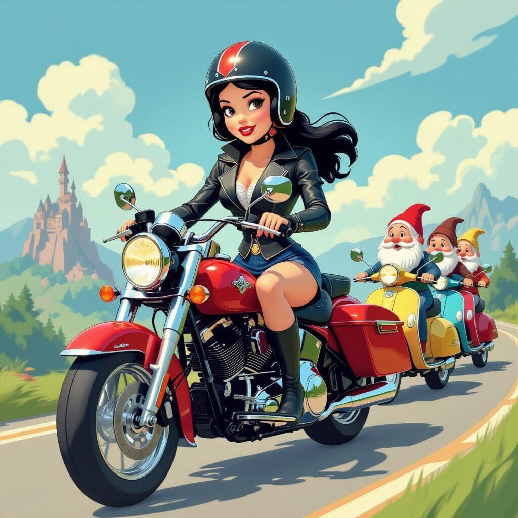 Snow White and Dwarfs on Vespas, Disney Style