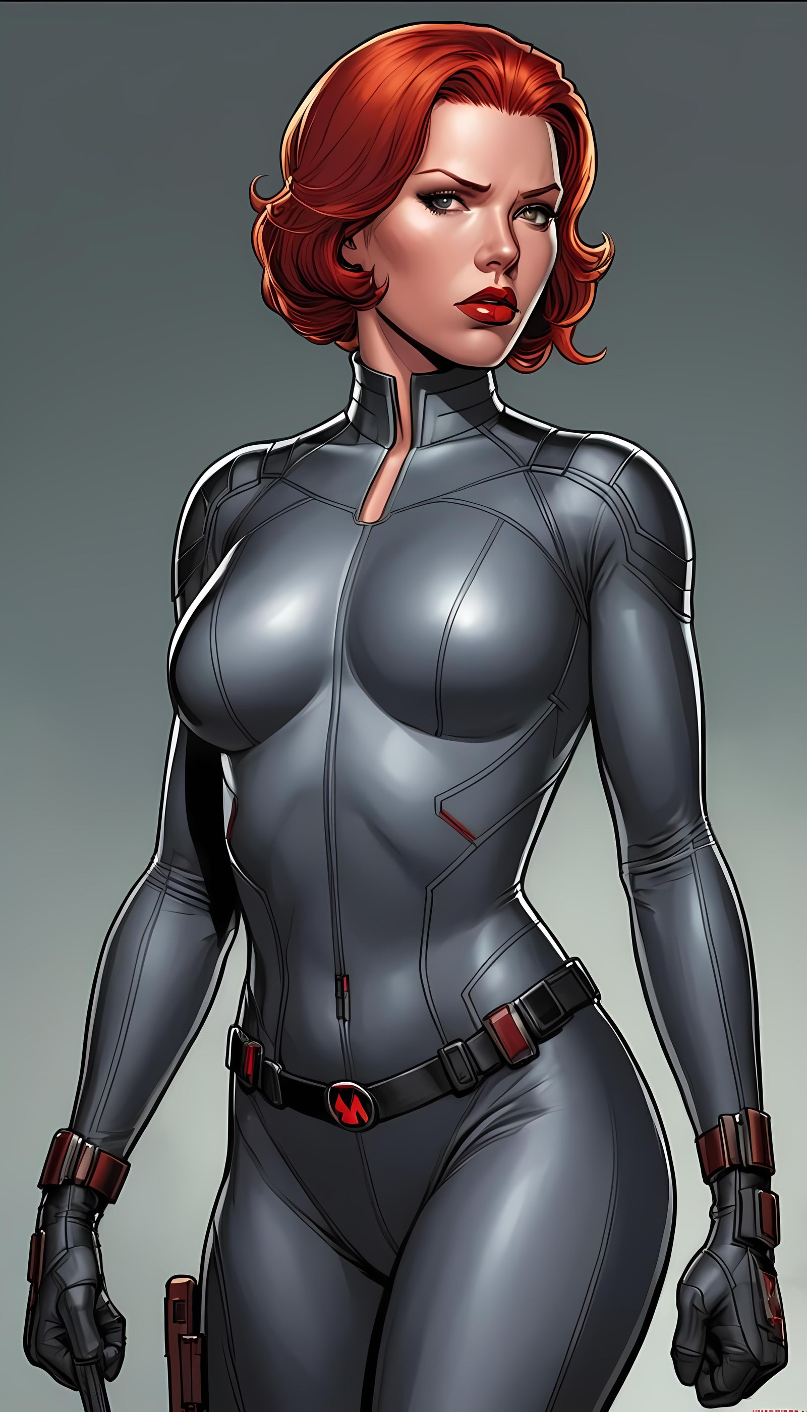 Black Widow Portrait in Comic Book Art Style