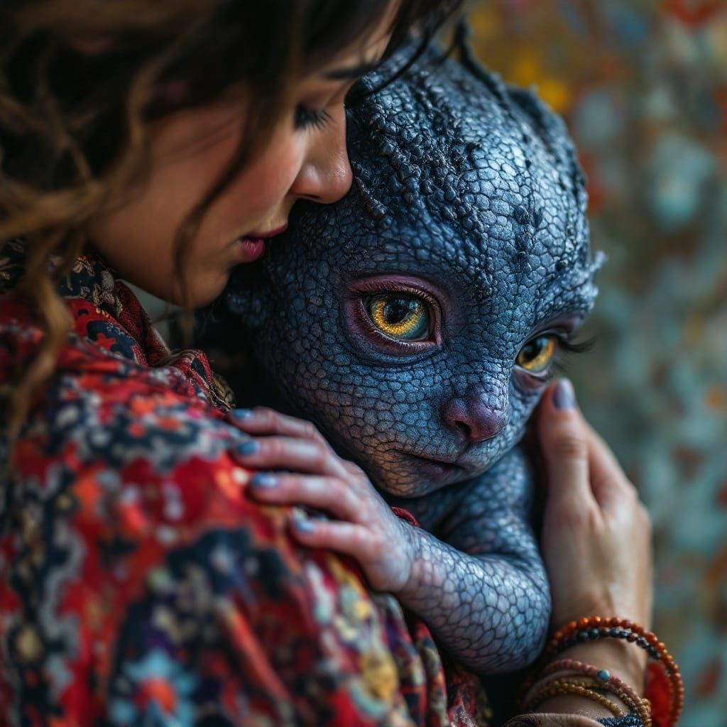 Dragon Skin Child Portrait in Impressionism Style