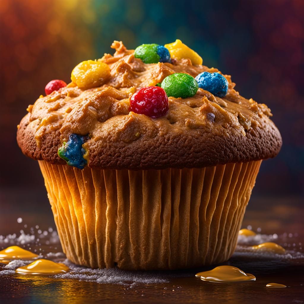 Hyperrealistic Golden Muffin Concept Art