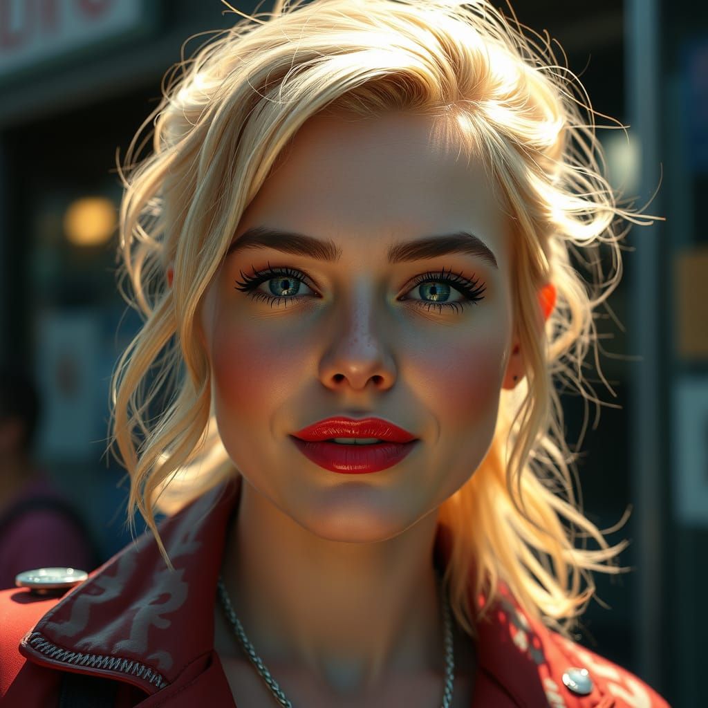 Margot Robbie as a Modern NYC Icon in Cyberpunk Style