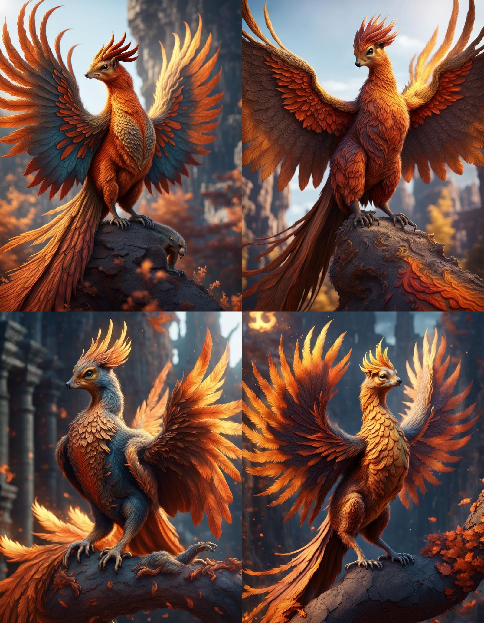 Phoenix Squirrel: Detailed Fantasy Concept Art