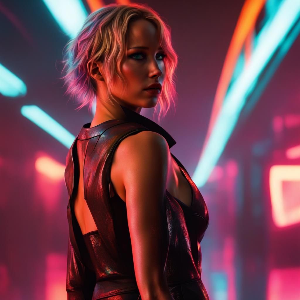 Jennifer Lawrence in Cyberpunk 2099 Space