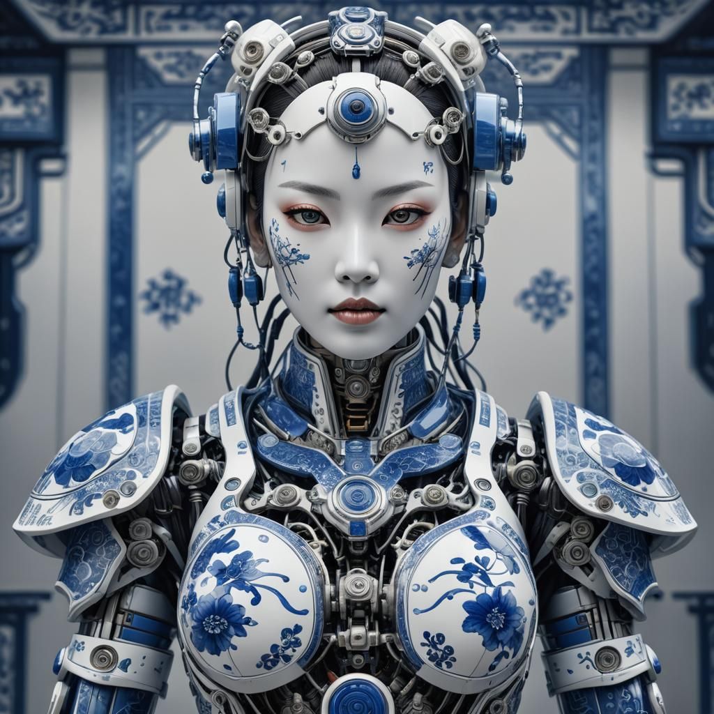 Qing Dynasty Porcelain Cybernetic Woman: Masterpiece