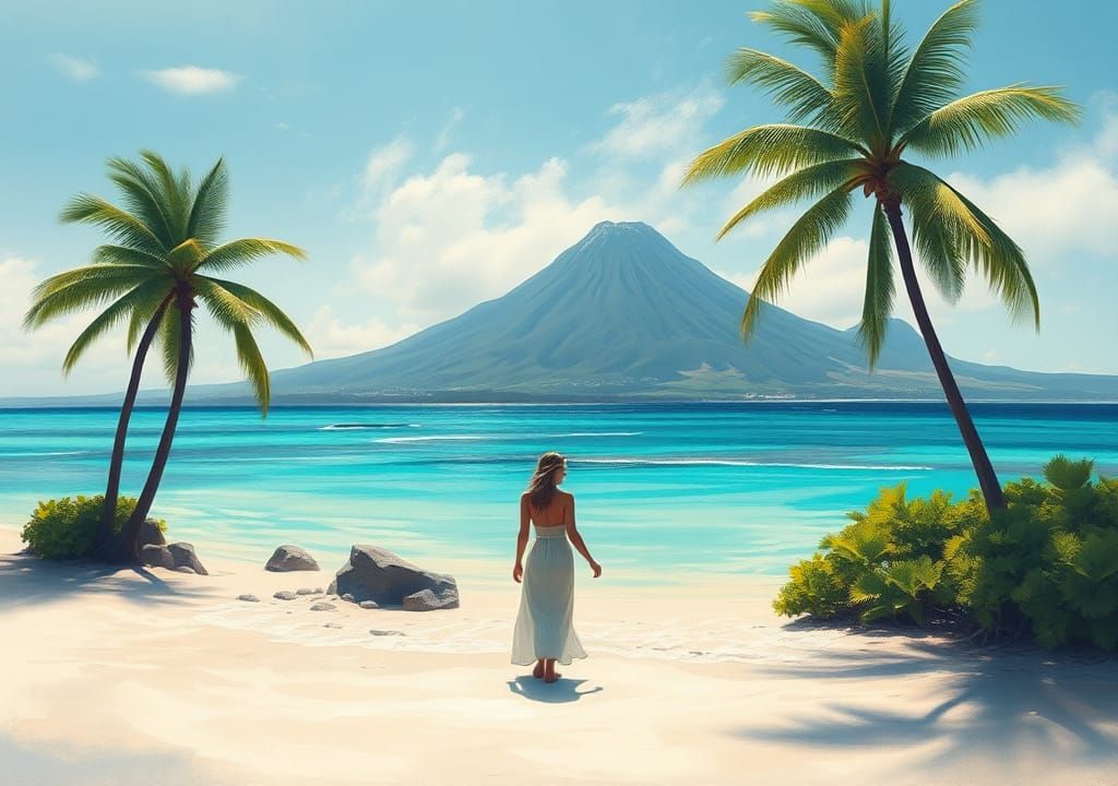 Island Woman in Dreamy Impressionist Style