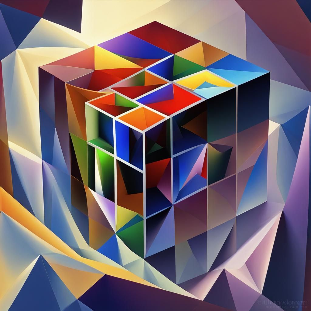 Morphing Fractal Cube in Crystal Cave: 3D Render