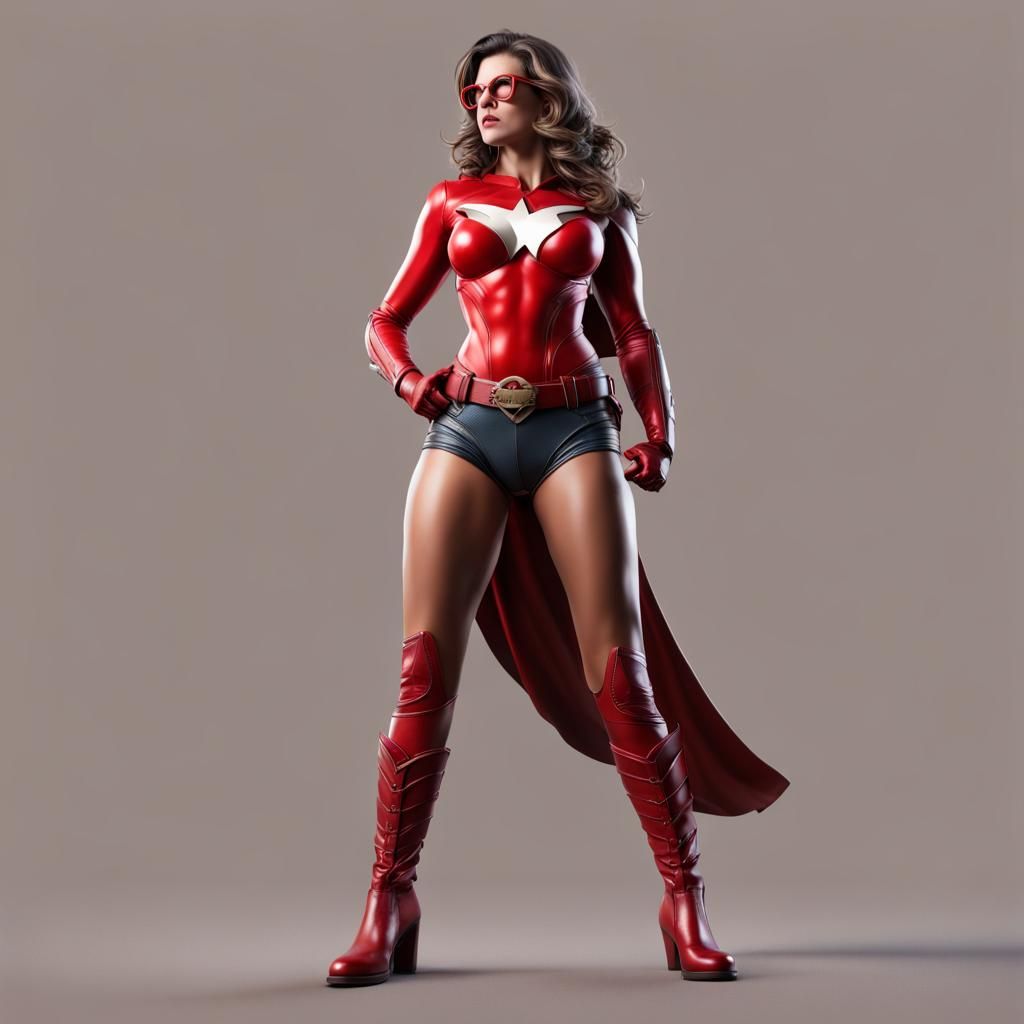 Hyperrealistic Superhero Woman in Red
