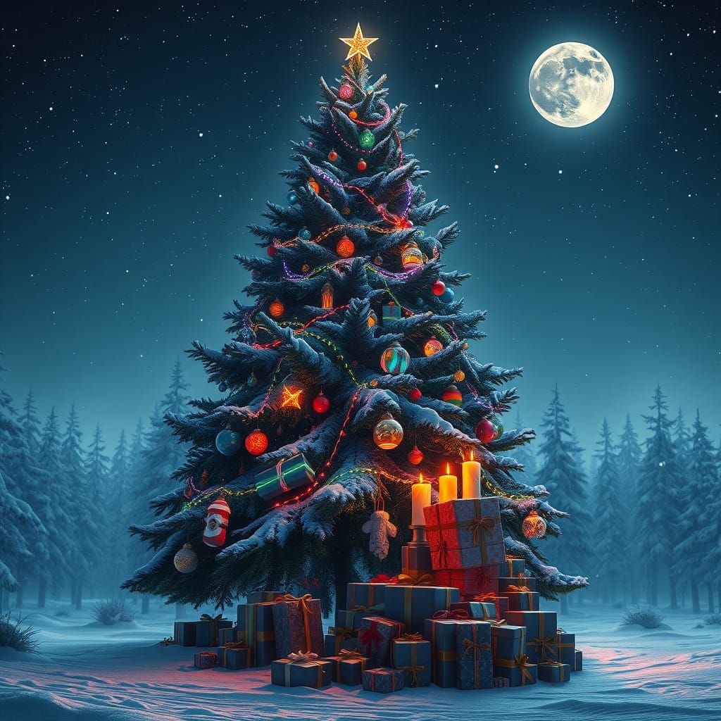 Ethereal Winter Wonderland in Cyberpunk Style