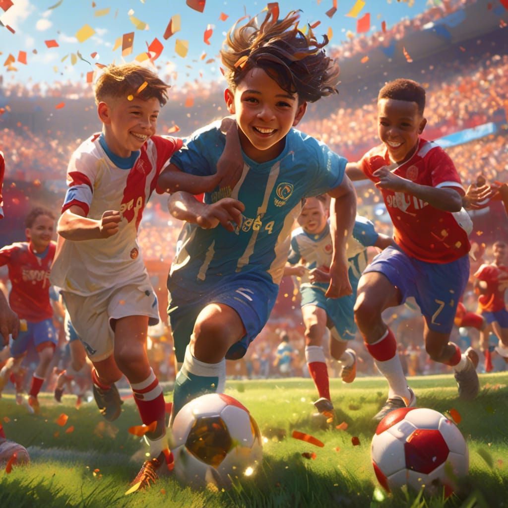 Football Champion Boy Celebrates Victory