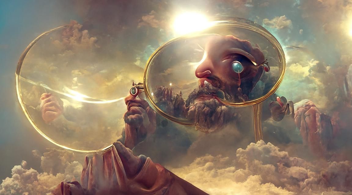 God Views World Through Magnifying Glass
