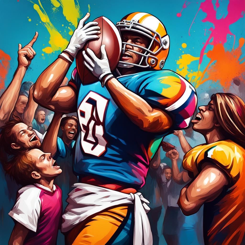 Football Victory Celebration in Graffiti Art Style