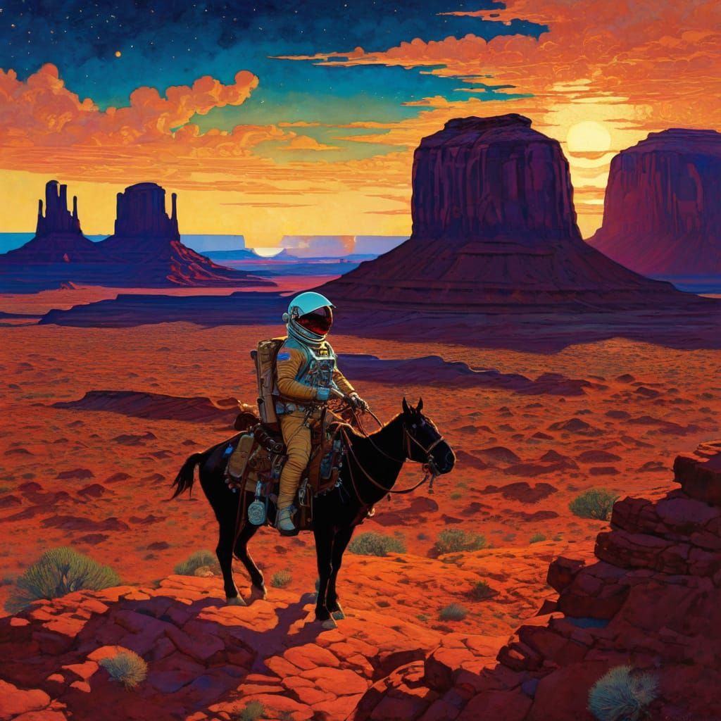 NASA Astronaut Cowboy riding the range, Monument Valley, at ...